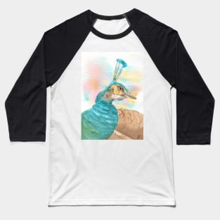 watercolor peacock Peafowl Baseball T-Shirt